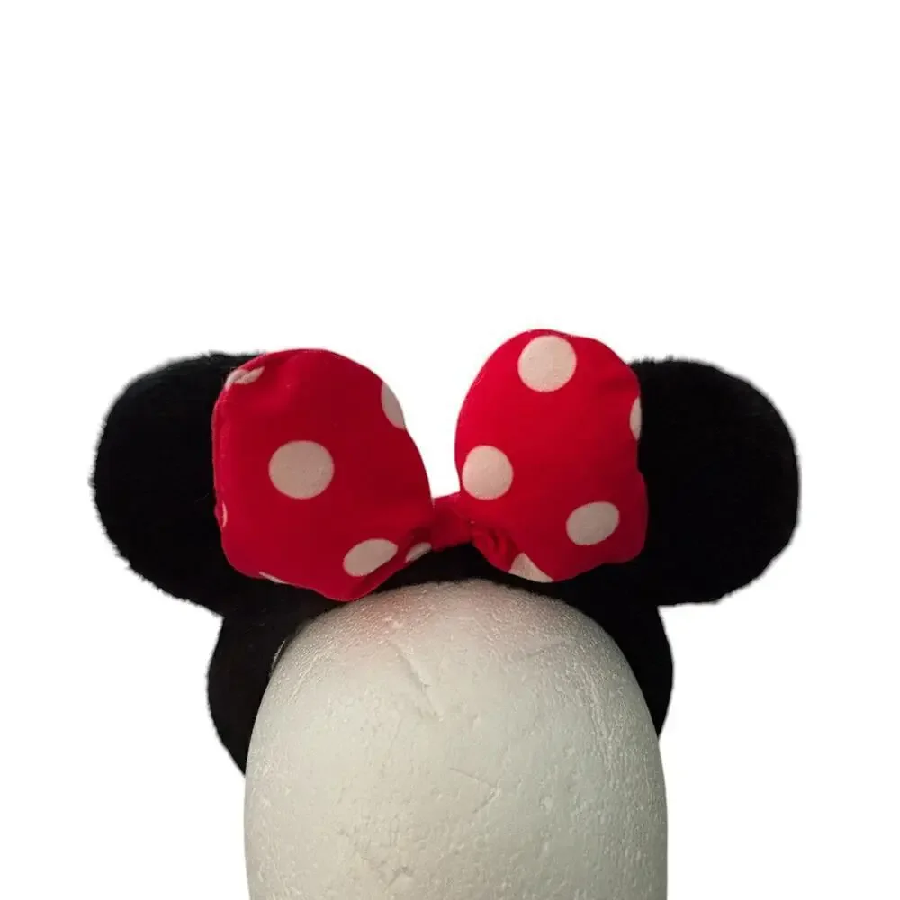 Disney Minnie Mouse Ears Headband with Red White Polka Dot Bow